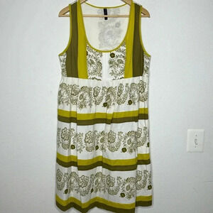 KAS Designs size medium floral linen/cotton blend cottage core lined dress